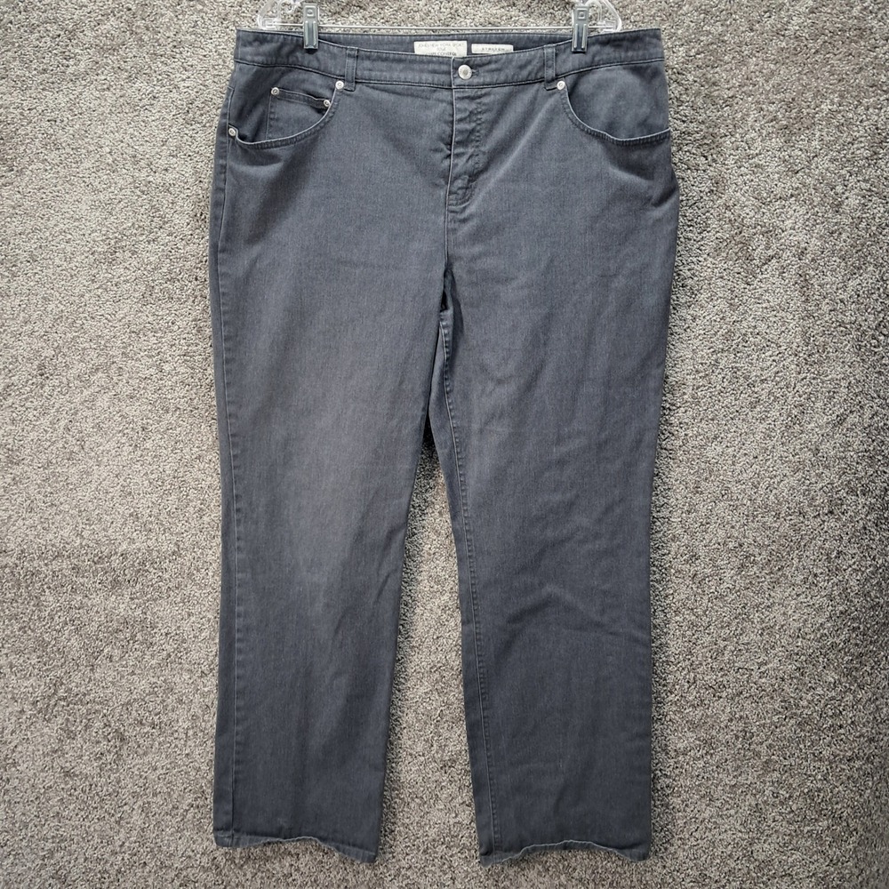 Jones New York Sport Shape Control Straight Leg Pants Gray Womens 18 Stretch - Picture 1 of 10